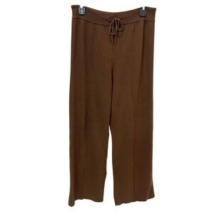 Anthropologie Daily Practice Brown Knit Wide Leg Lounge Pants Women's Medium
